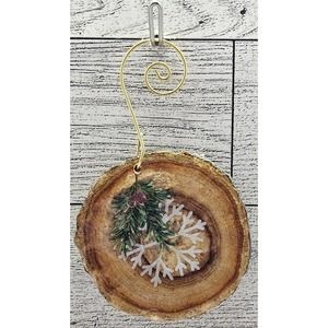Holiday Holly Wood Ornament/Tag 2" RANDOM SELECTION (Set of 4)